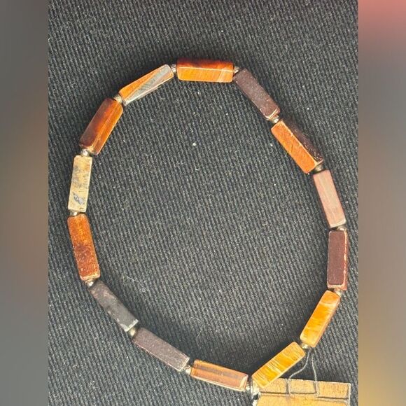 Express Stretch Brown Marbled Genuine Stone Bracelet - Picture 4 of 11